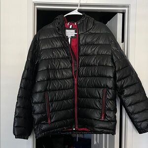 Cole Haan Black Puffer Jacket with Red Details